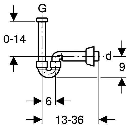Сифон для биде Geberit хром 151.108.21.1