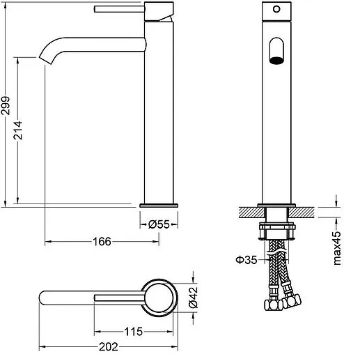 Смеситель для раковины Aquatek Европа чёрный матовый AQ1304MB