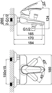 Смеситель для ванны D&K Bayern Passau хром DA1193201, 2