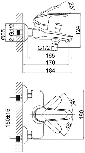 Смеситель для ванны D&amp;K Bayern Passau хром DA1193201