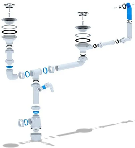 Сифон бутылочный для двойной мойки с переливом Ани Пласт Грот A3700 Сифон бутылочный для двойной мойки с переливом Ани Пласт Грот A3700
