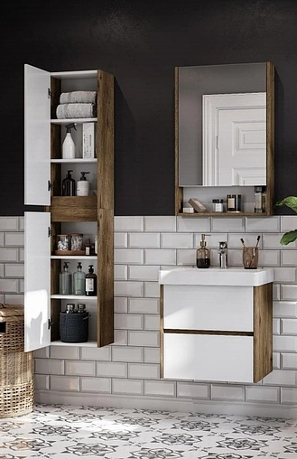 Шкаф-зеркало Aquaton Сканди 45 белый/дуб рустикальный 1A252002SDZ90 Шкаф-зеркало Aquaton Сканди 45 белый/дуб рустикальный 1A252002SDZ90