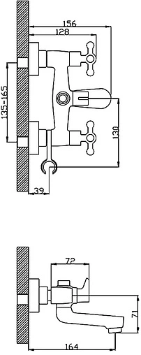 Смеситель для ванны Rossinka хром G02-83