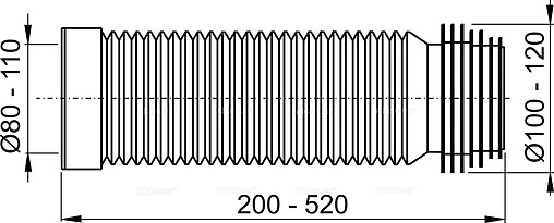 Гофра для унитаза AlcaPlast 200-520мм A97S