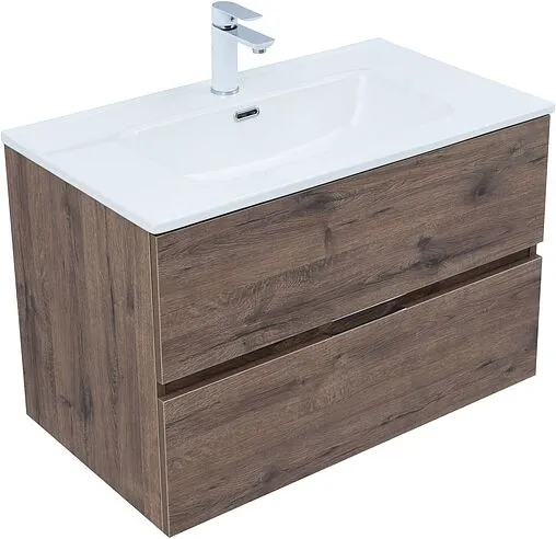 Тумба под умывальник подвесная Aquanet Алвита New 80 дуб веллингтон/табак 00334186