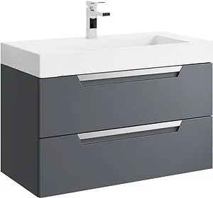 Тумба-умывальник подвесная Aqwella Cube 90 серый CUB0109GR+Tol.09.04.D, 1