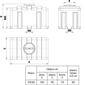 Бак для воды Aquatech ATQ 500 черный EMO(A)ATQ-00500D-S, 2