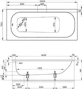 Ванна стальная Bette Form 160x70 anti-slip Sense белый 2942-000 AD AS, 2