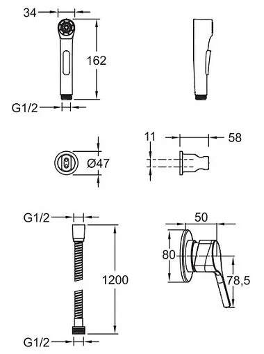Гигиенический душ со смесителем Jacob Delafon Elate хром E24610-CP