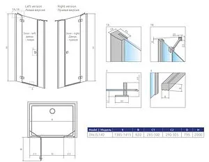 Дверь в нишу 1400мм прозрачное стекло Radaway Essenza New Black DWJS 140 R 385033-54-01R+384090-54-01, 2