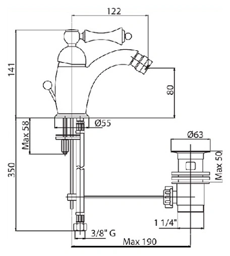 Смеситель для биде Cezares Margot белый матовый/хром MARGOT-BSM1-BLC
