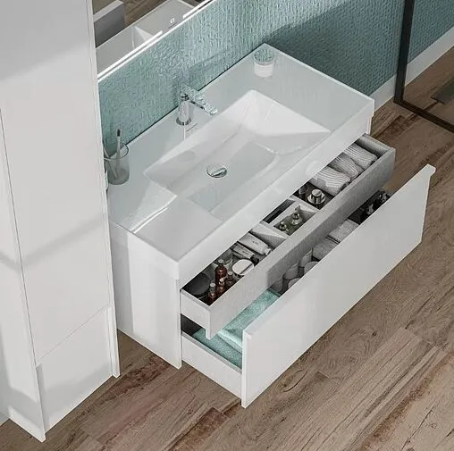 Тумба-умывальник подвесная Kerama Marazzi Modula 100 белая глянцевая MO.100.1+1\WHT+r