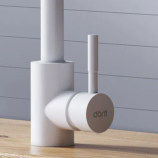 Смеситель для кухни с выдвижным изливом Dorff Logic белый D3007533