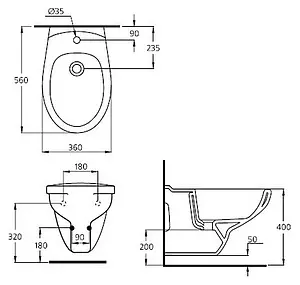 Биде подвесное Ideal Standard Eurovit белый V493201 Биде подвесное Ideal Standard Eurovit белый V493201, 2