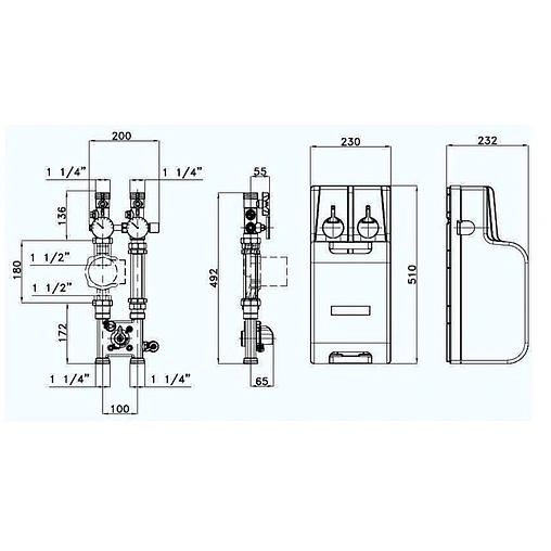 Насосный модуль с 3-х ходовым смесительным клапаном 1¼&quot;н х 1¼&quot;н Valtec Varimix VT.VAR20.G.07 без насоса