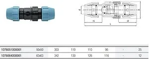 Клапан обратный пружинный для ПНД трубы 63мм x 63мм Unidelta 1076064000001 Клапан обратный пружинный для ПНД трубы 63мм x 63мм Unidelta 1076064000001, 2