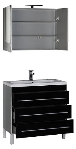 Шкаф-зеркало Aquanet Верона 90 L чёрный 00172340 Шкаф-зеркало Aquanet Верона 90 L чёрный 00172340