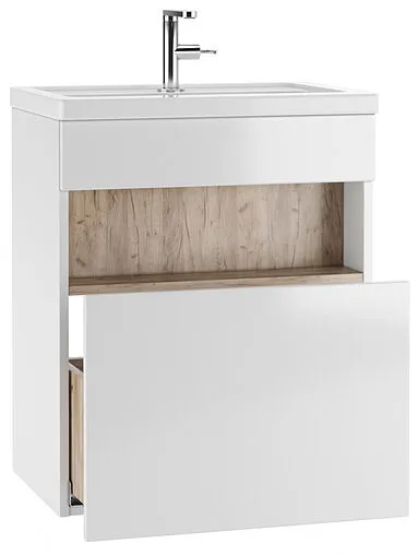 Тумба под умывальник подвесная Домино Fortuna 60 белый/дуб вотан DF3103T