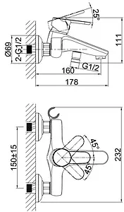 Смеситель для ванны D&K Rhein Marx хром DA1393201 Смеситель для ванны D&K Rhein Marx хром DA1393201, 2