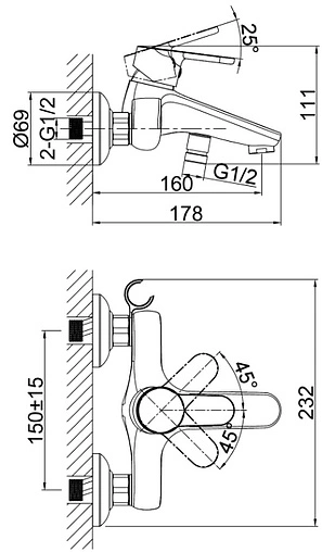 Смеситель для ванны D&amp;K Rhein Marx хром DA1393201