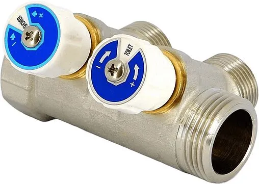 Коллектор регулирующий проходной 2 отвода 1&quot;в/н x ¾&quot;ек Uni-fitt 406N4320