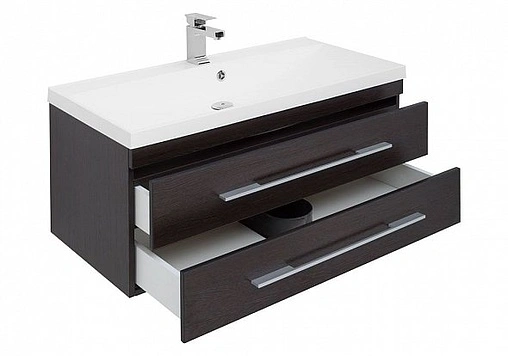 Тумба-умывальник подвесная Aquanet Нота 100 венге 00171498+00204096