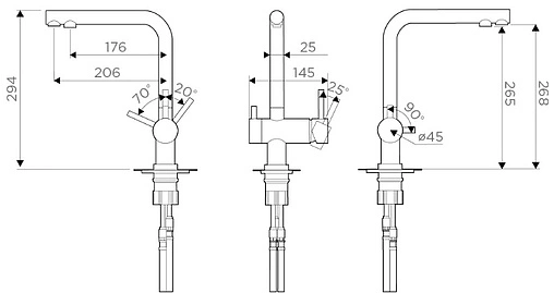 Смеситель для кухни с подключением к фильтру Omoikiri Nagano-BN нержавеющая сталь 4994011