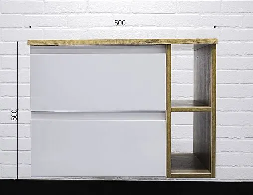 Тумба-умывальник подвесной Домино Frost 70 белый/дуб вотан DF3401T+641945