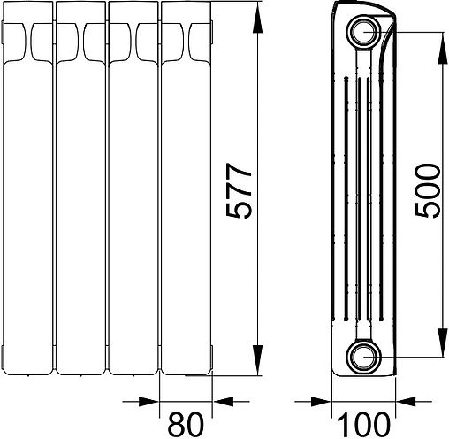 Радиатор биметаллический 4 секции Rifar Monolit 500 серый RM50004 tit