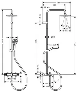 Душевая система с термостатом для ванны Hansgrohe Vernis Blend 200 1jet EcoSmart хром 26079000, 2