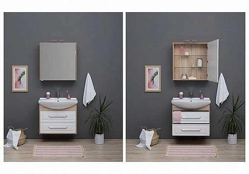 Тумба под умывальник Aquanet Остин 75 белый/дуб сонома 00200909