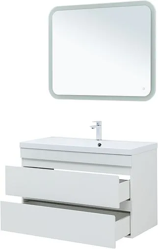 Тумба-умывальник подвесная Aquanet Нота New 100 белый глянец 00335420+00284116