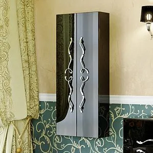 Шкаф-пенал подвесной двухстворчатый Clarberg Due Amanti 50 хром чёрный глянец/хром DUE0505BLK+DUER8CR Шкаф-пенал подвесной двухстворчатый Clarberg Due Amanti 50 хром чёрный глянец/хром DUE0505BLK+DUER8CR, 3