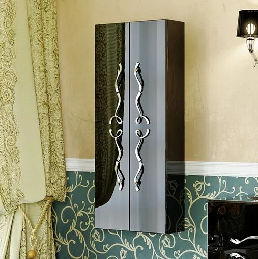 Шкаф-пенал подвесной двухстворчатый Clarberg Due Amanti 50 хром чёрный глянец/хром DUE0505BLK+DUER8CR