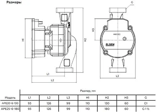 Насос циркуляционный Elsen APE25-6-180 APE25-6-180 Насос циркуляционный Elsen APE25-6-180 APE25-6-180