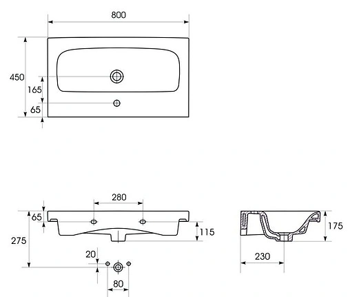 Раковина Cersanit Moduo 80 белый S-UM-MOD80/1