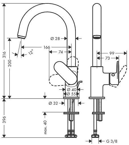 Смеситель для раковины Hansgrohe Vernis Blend 200 хром 71554000