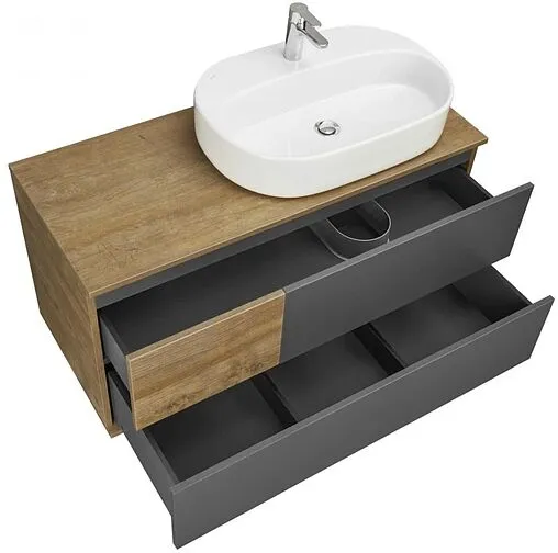 Тумба-умывальник подвесная Aquaton Терра 105 дуб кантри/антрацит 1A2469K4TEKA0