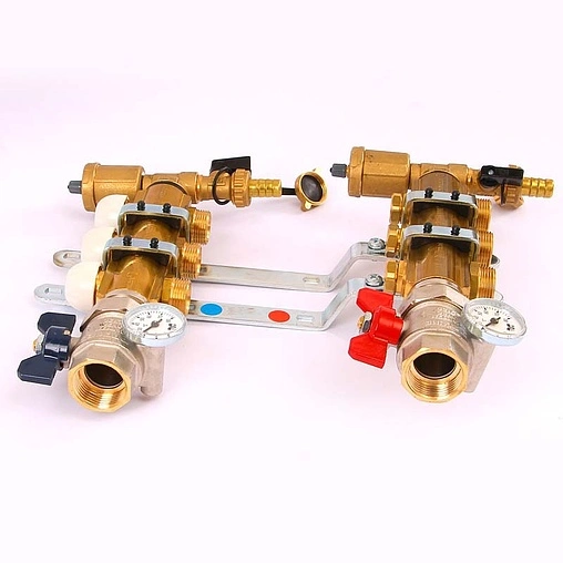 Группа коллекторная без расходомеров 3 отвода 1&quot;в/в x ¾&quot;ек Tiemme 3870030