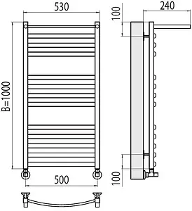 Полотенцесушитель водяной лесенка Terminus Енисей с/п П13 500х1000 полированная сталь 4670078529572, 2