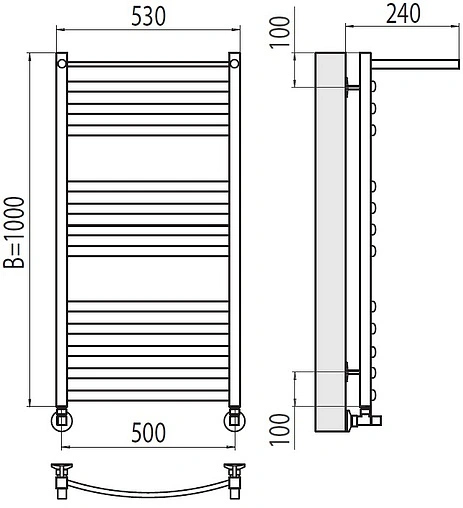 Полотенцесушитель водяной лесенка Terminus Енисей с/п П13 500х1000 полированная сталь 4670078529572
