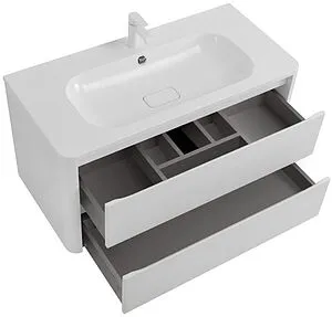 Тумба-умывальник подвесная Cezares Relax 80 Bianco Lucido RELAX-800-2C-SO-BL+CZR-800/480-LV-MR-NV Тумба-умывальник подвесная Cezares Relax 80 Bianco Lucido RELAX-800-2C-SO-BL+CZR-800/480-LV-MR-NV, 3