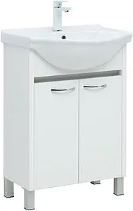 Тумба-умывальник напольная Aquanet Донна 60 белый глянец 00294390+00170121 Тумба-умывальник напольная Aquanet Донна 60 белый глянец 00294390+00170121, 1