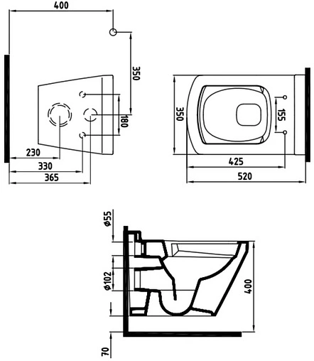 Унитаз подвесной безободковый с функцией биде и встроенным смесителем Bien Neptun белый NPKA052N1VE0W5000