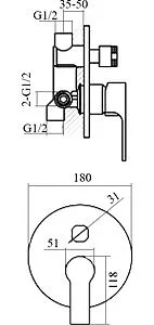 Душевая система со смесителем для душа Aquanet A2 хром 00188196 Душевая система со смесителем для душа Aquanet A2 хром 00188196, 2