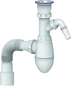 Сифон бутылочный для раковины Unicorn белый А320V Сифон бутылочный для раковины Unicorn белый А320V, 1