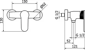 Смеситель для душа Cezares Diana хром/золото DIANA-DM-01 Смеситель для душа Cezares Diana хром/золото DIANA-DM-01, 2