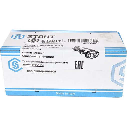 Коллектор регулирующий проходной 3 отвода ¾&quot;в/н x ½&quot;к Stout SMB-6850-341203