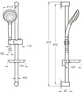 Душевая стойка VitrA Cozy хром A45682EXP Душевая стойка VitrA Cozy хром A45682EXP, 2