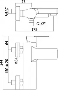 Смеситель для ванны Paffoni Tango хром TA022CR Смеситель для ванны Paffoni Tango хром TA022CR, 2